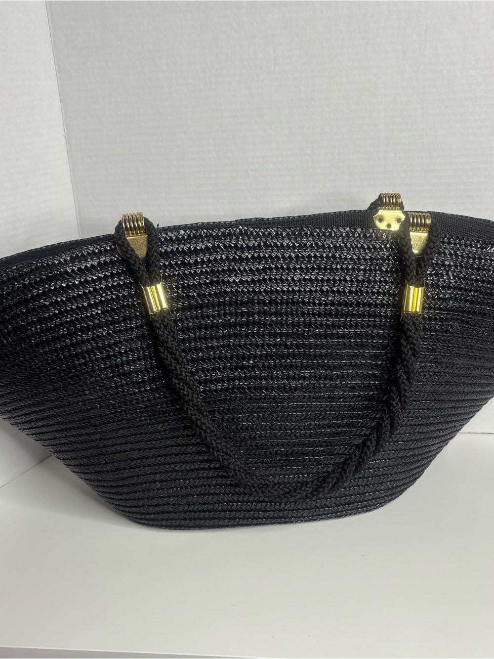 Black Woven Tote Bag - Classic Handheld Style - Picture 2 of 14